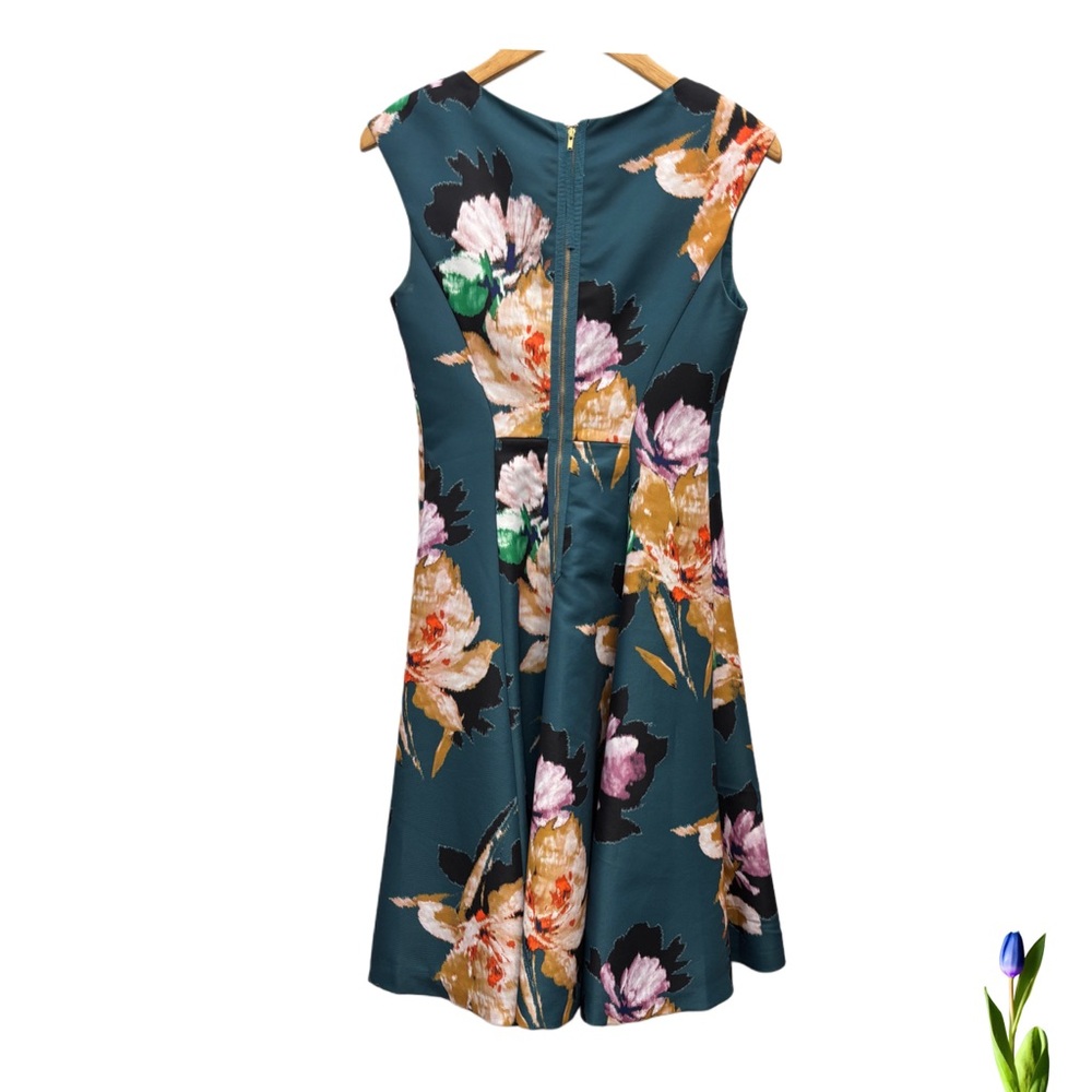 Moulinette Soeurs Wedding Guest Dress Teal / floral pattern from Anthropology - Picture 2 of 5